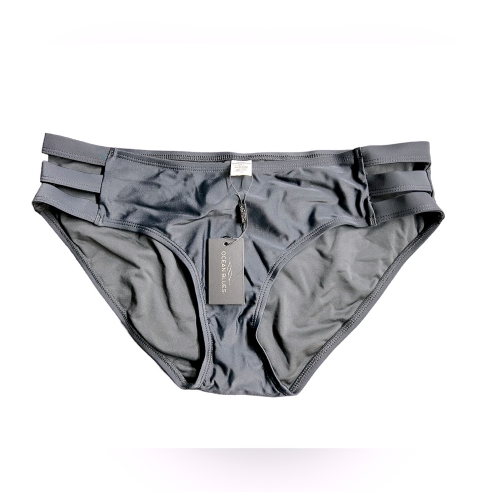 OCEAN BLUES black low waist cheeky  bikini bottoms size medium NWT